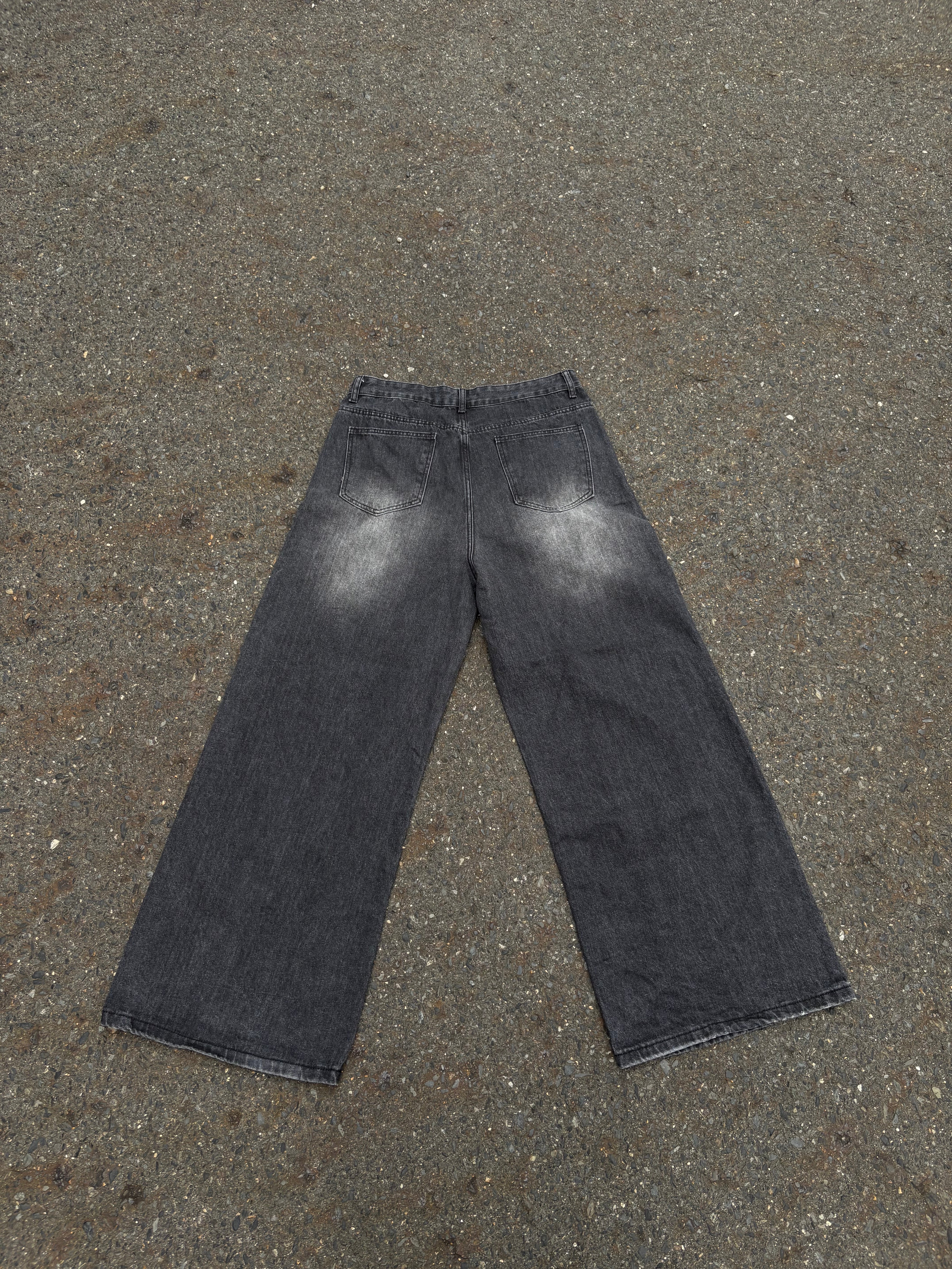 ウォッシュドブラックバギーデニム HR011