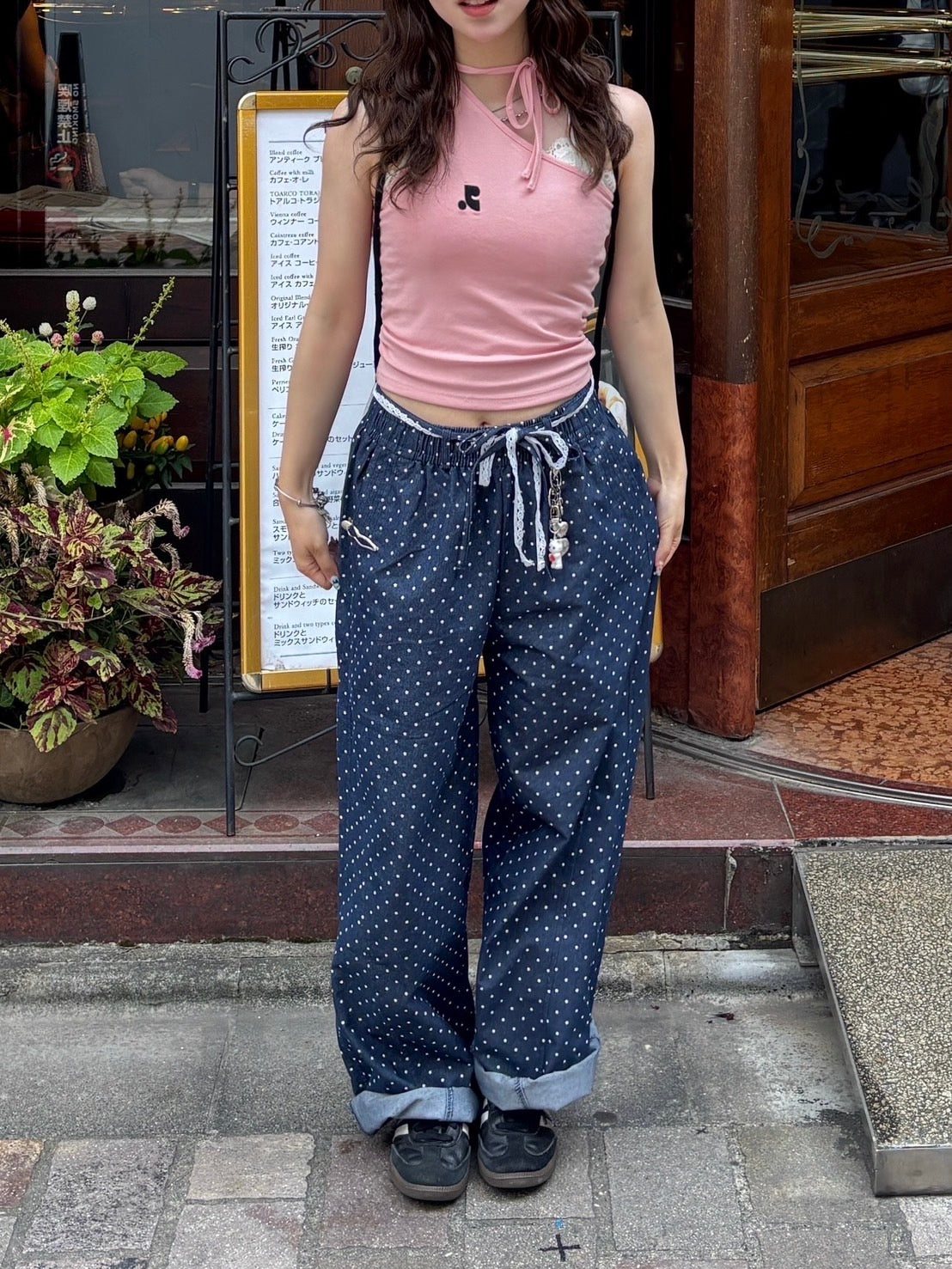 スター柄・イージーパンツ KN001