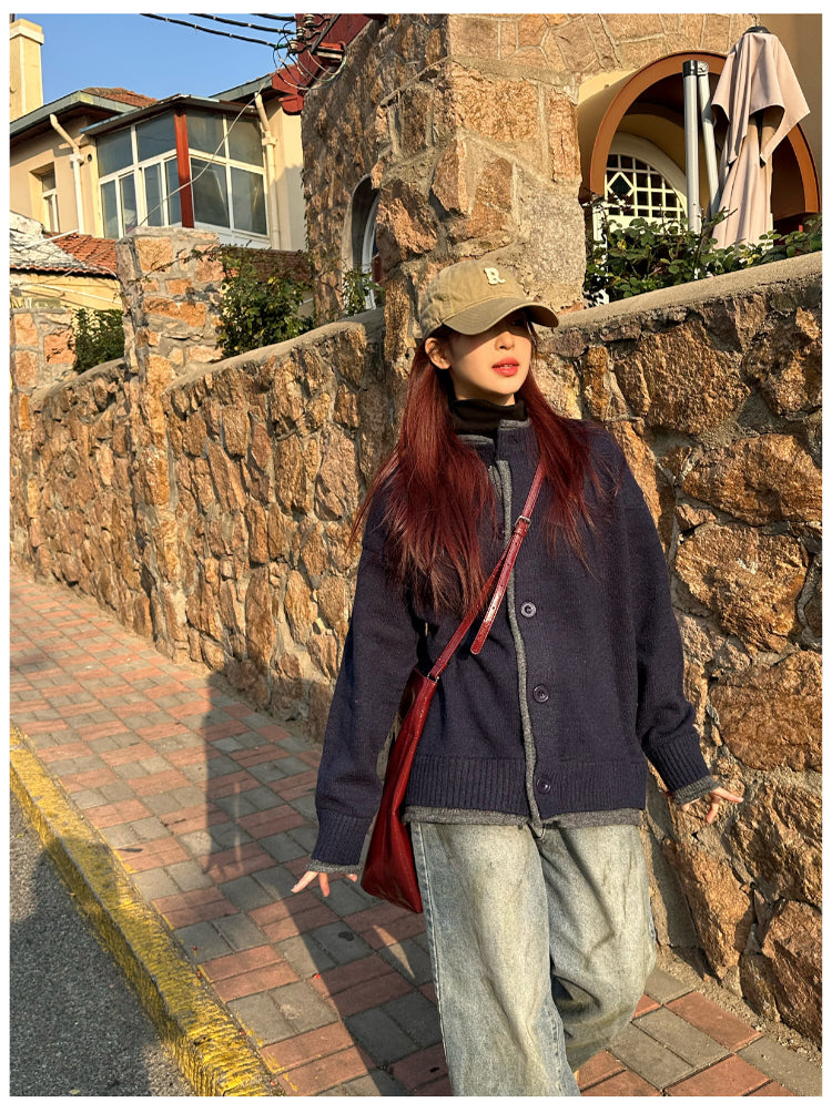 カジュアル厚手ニットカーディガン N284