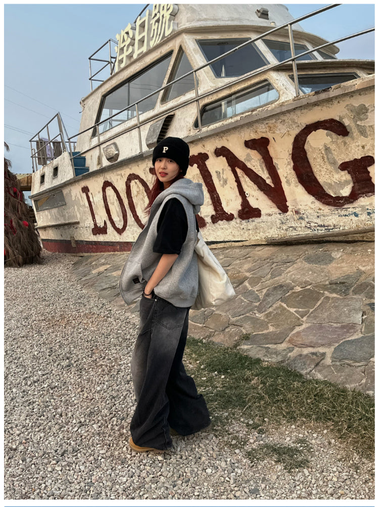 フード付きスウェットベスト(パーカー) N375