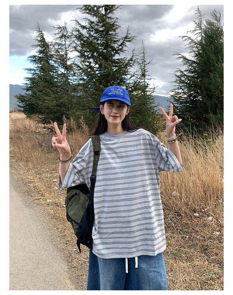 ラウンドネックルーズTシャツ N396