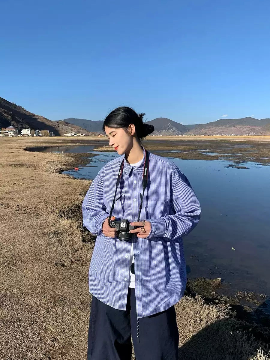 レトロチェック柄シャツ N353