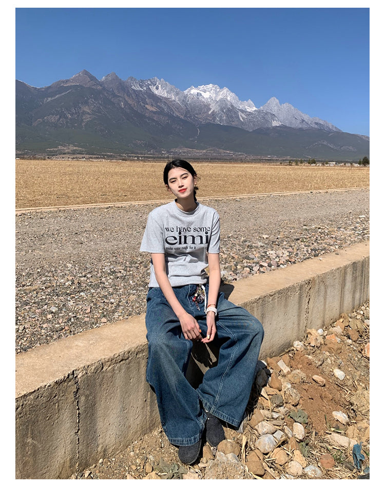 レタープリント半袖Tシャツ N394