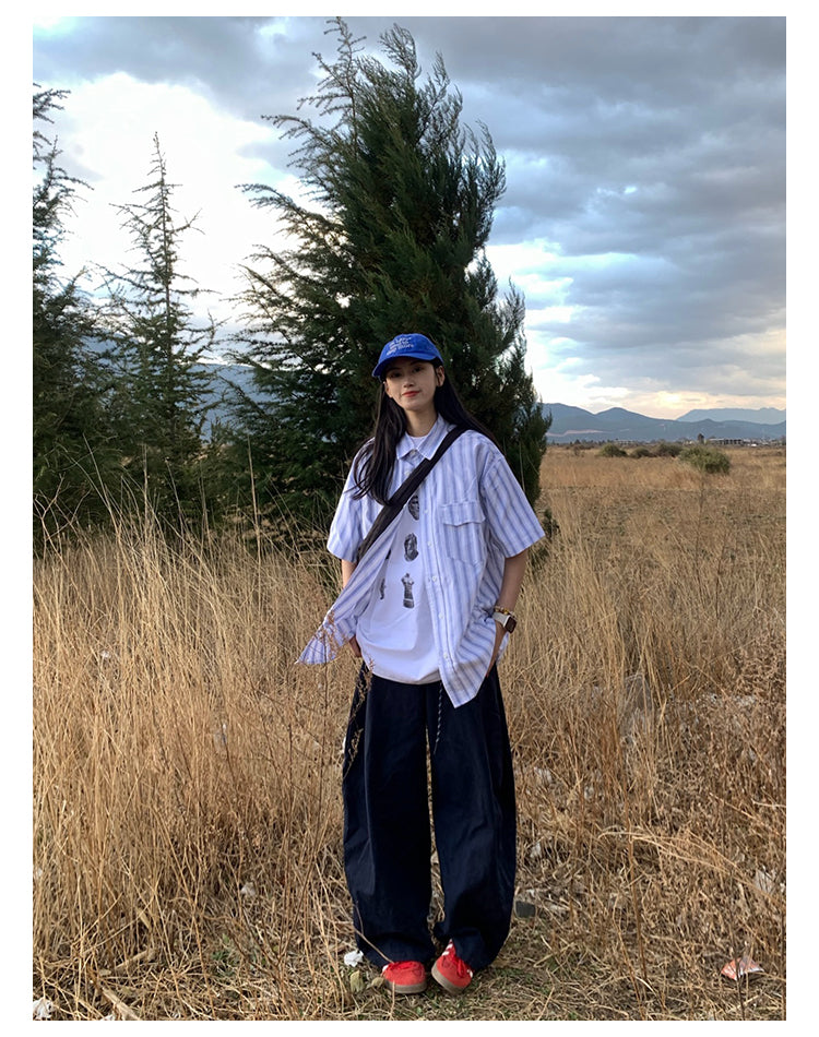 ストライプ半袖シャツ N405