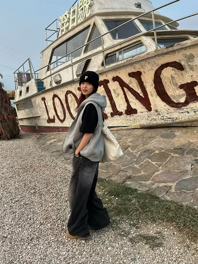 フード付きスウェットベスト(パーカー) N375