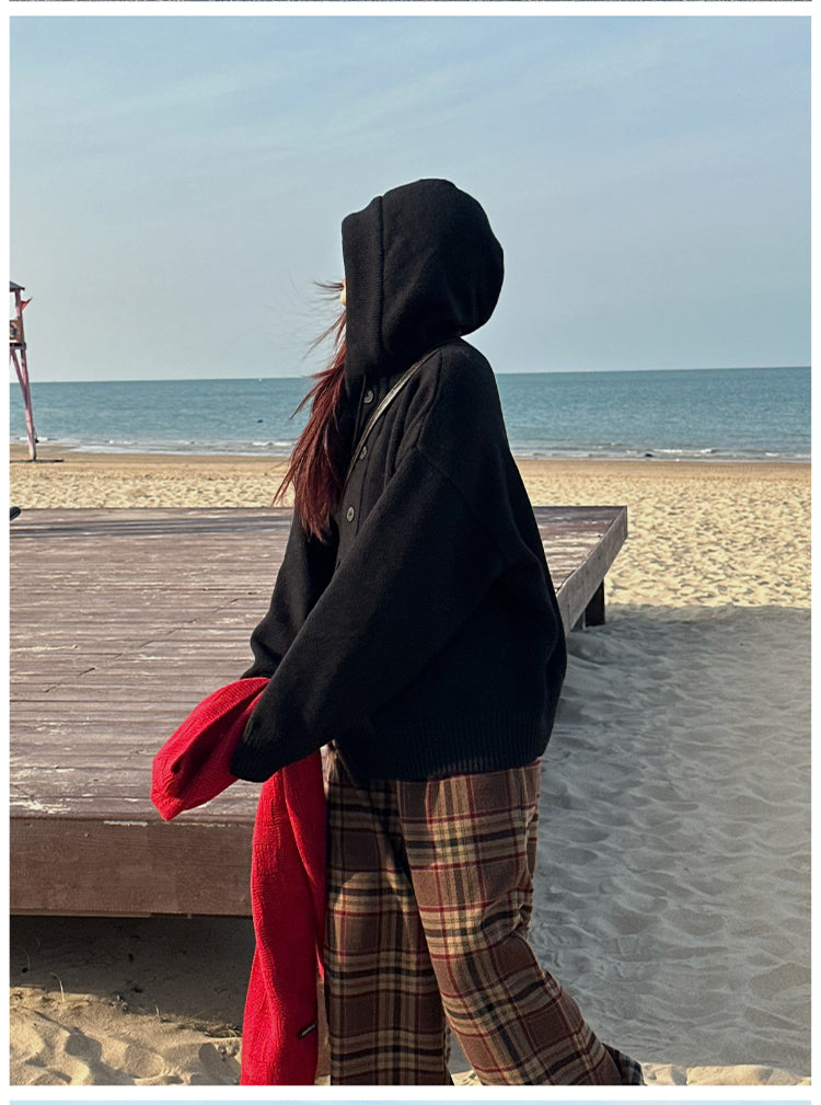 厚手フード付きニットジャケット N287