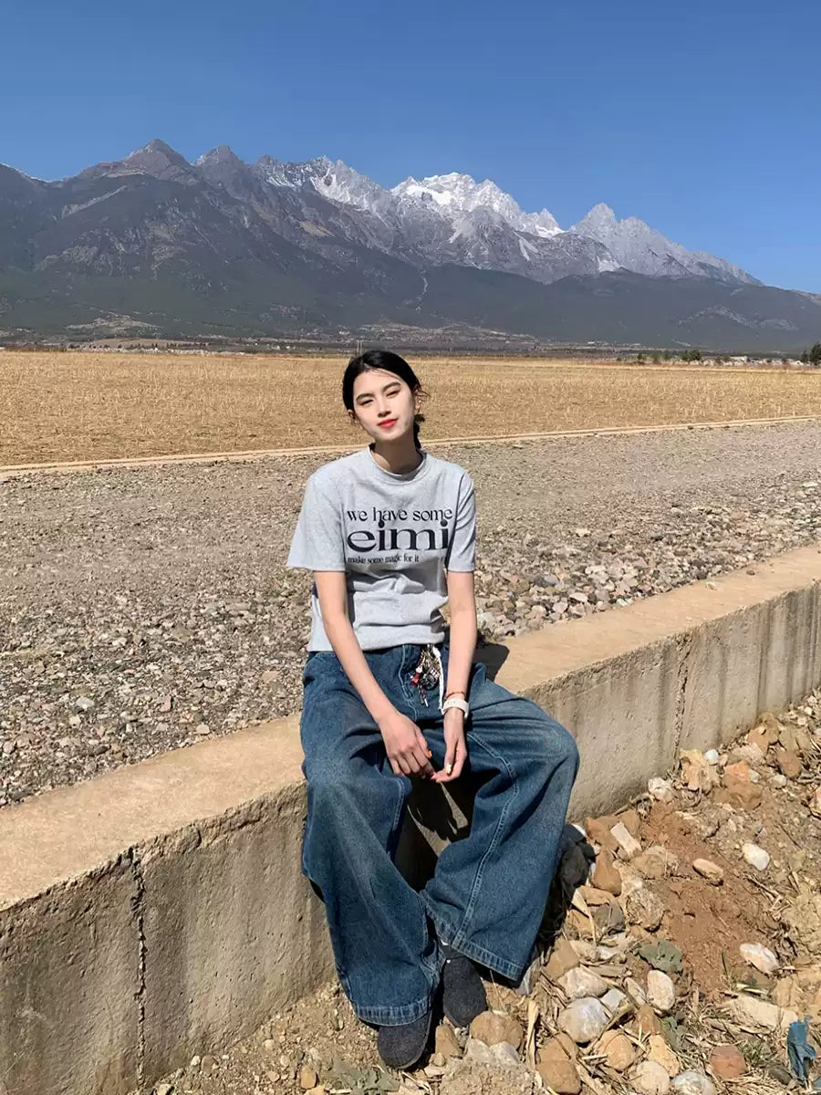 レタープリント半袖Tシャツ N394