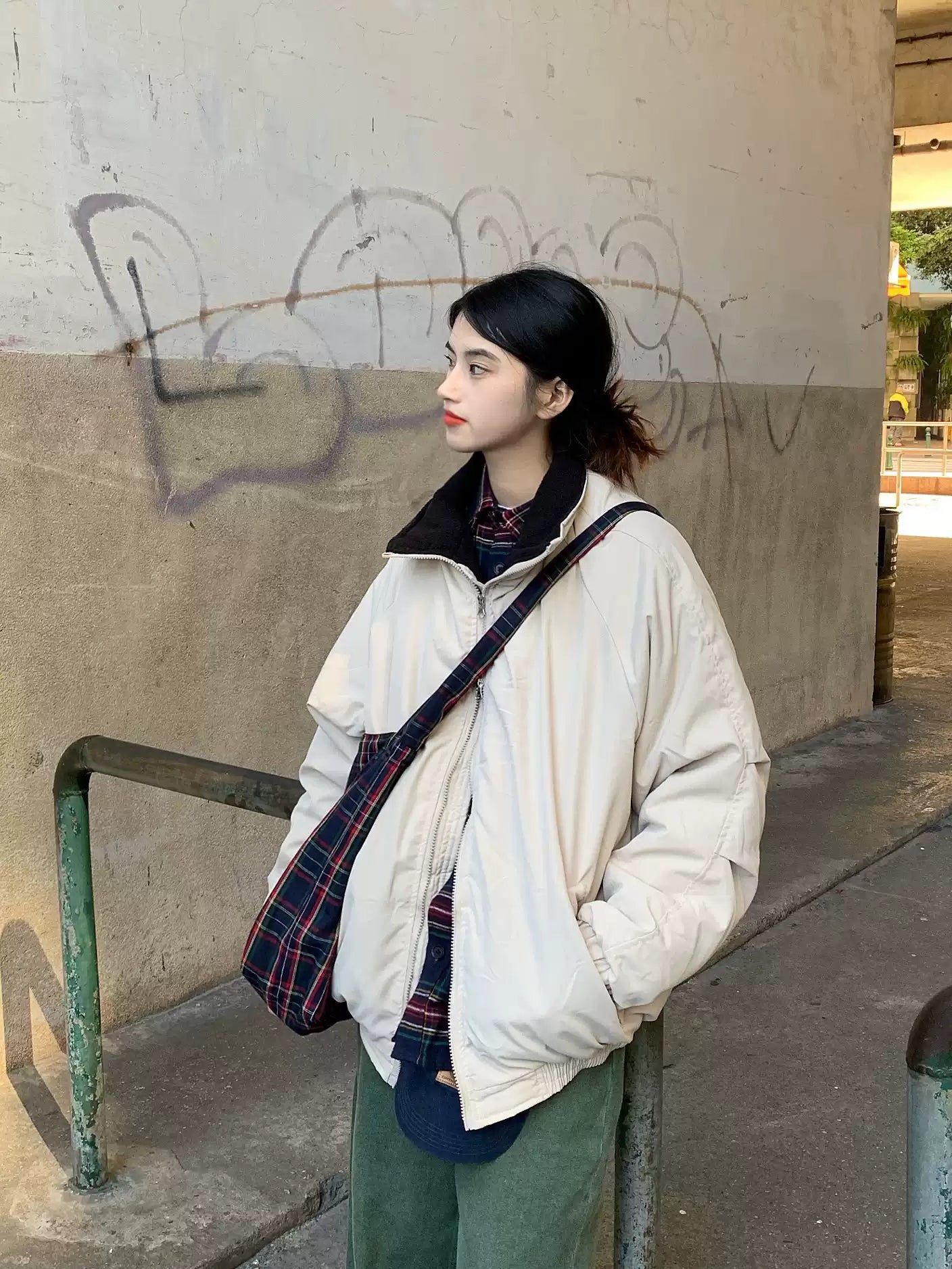 スタンドカラー厚手裏地フリースジャケット N327