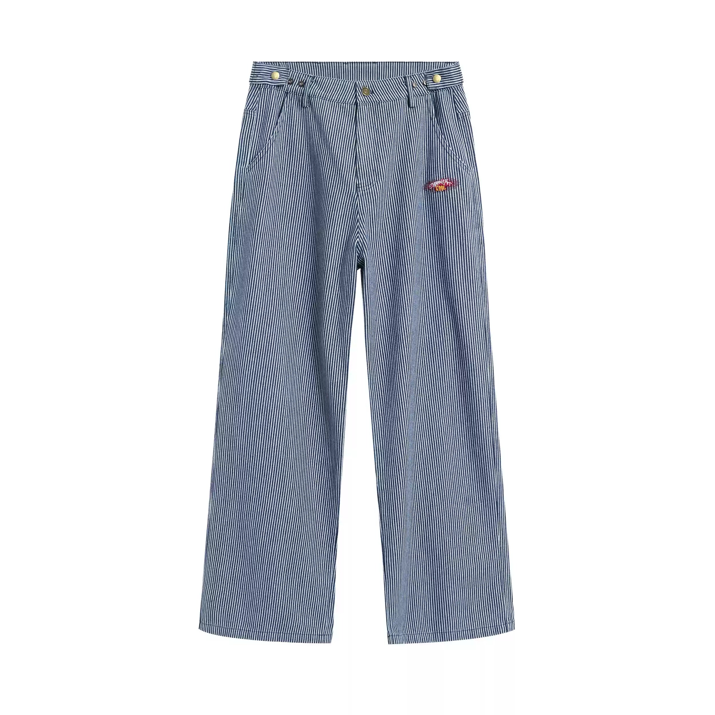 ストライプ刺繍ワイドパンツ N414