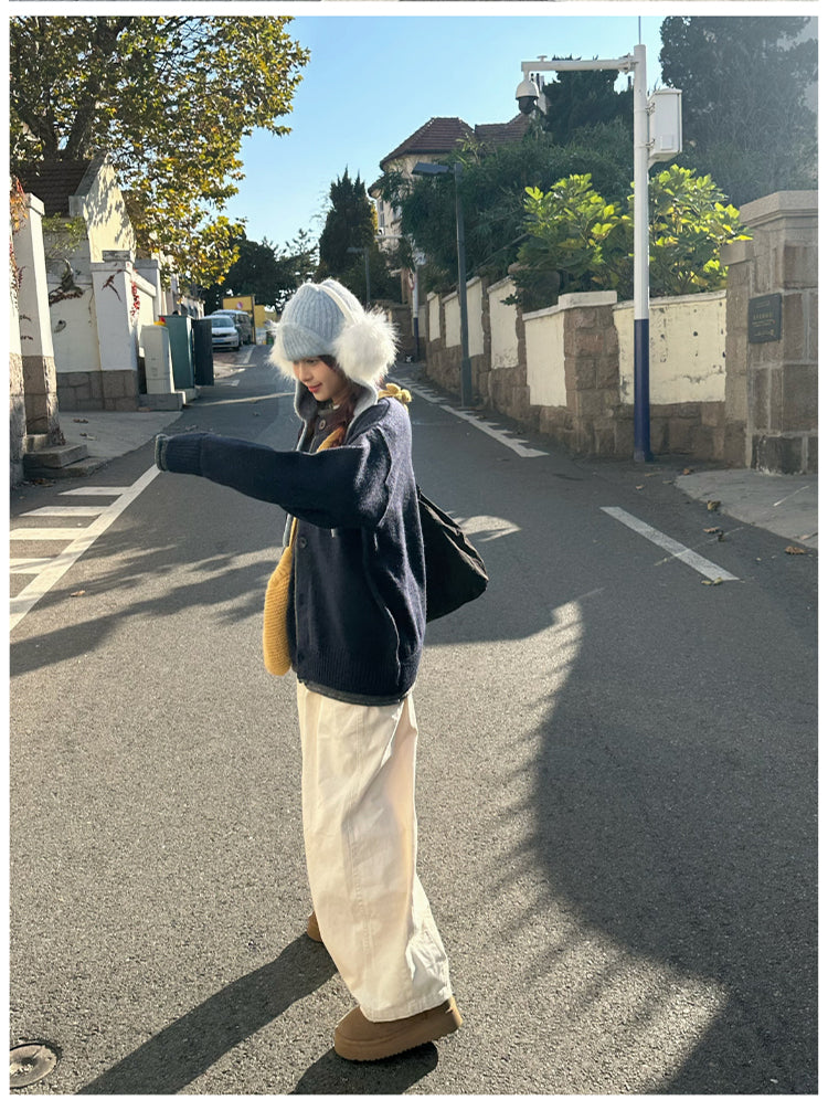 カジュアル厚手ニットカーディガン N284