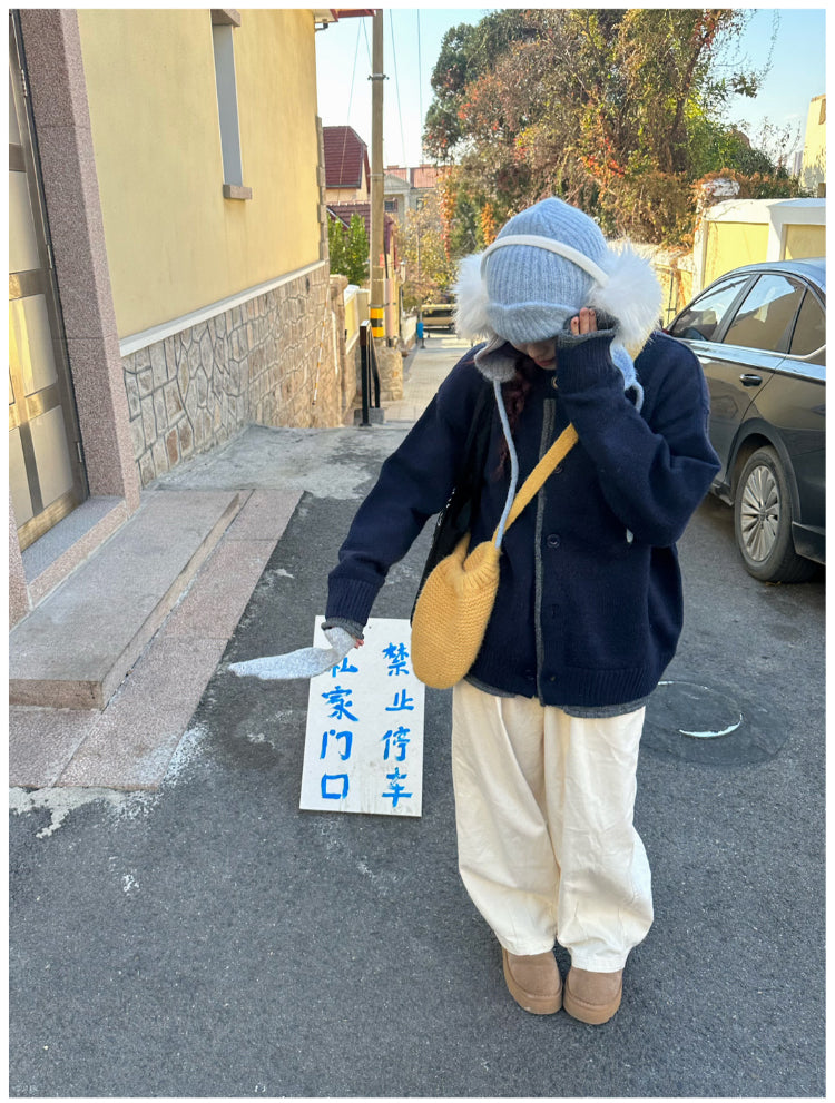 カジュアル厚手ニットカーディガン N284