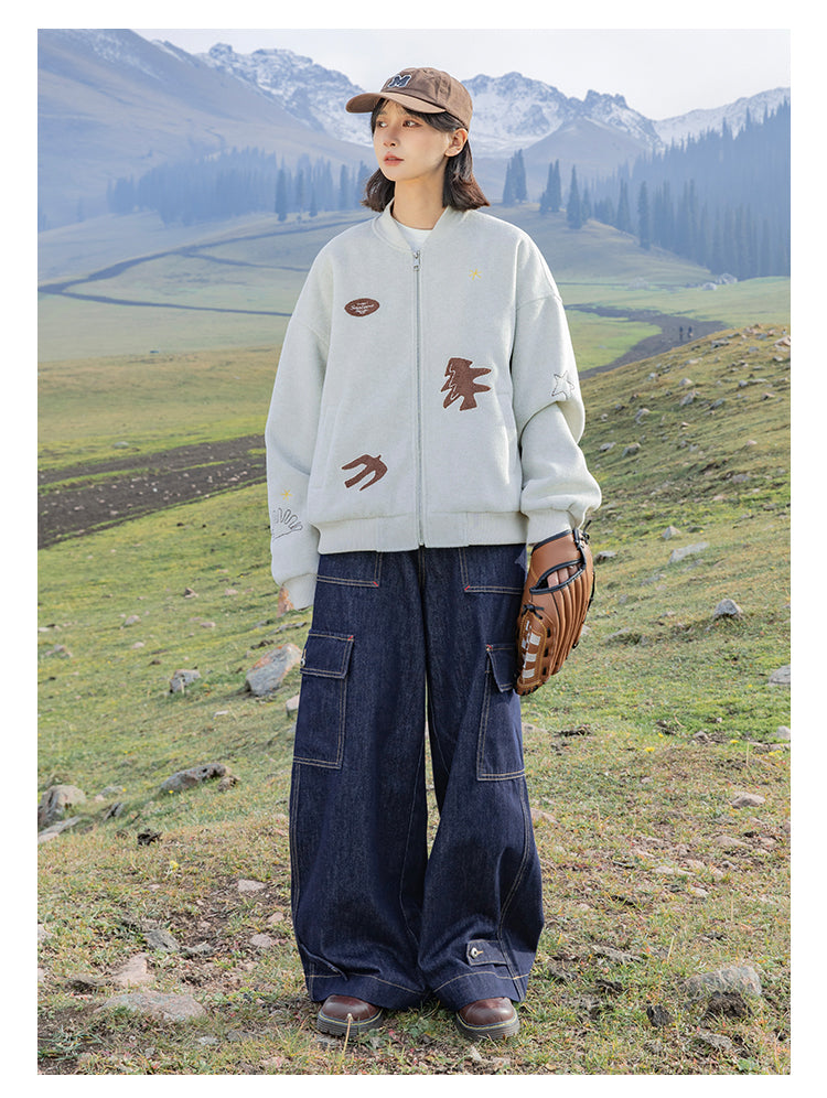 刺繍ウールブルゾンジャケット N269