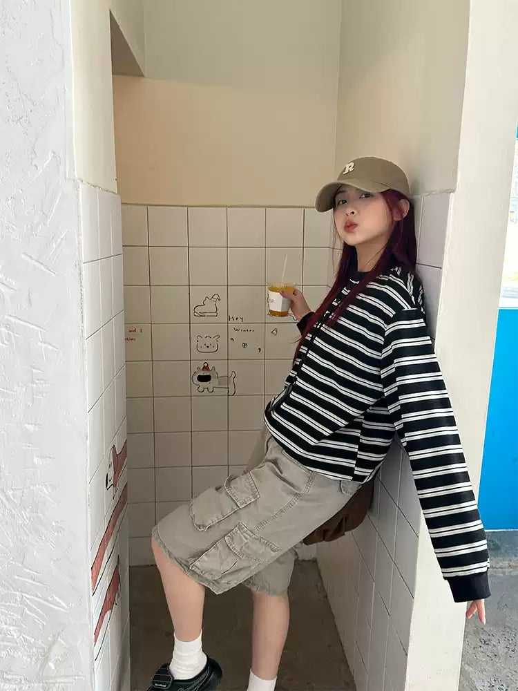 ボーダー長袖Tシャツ N399