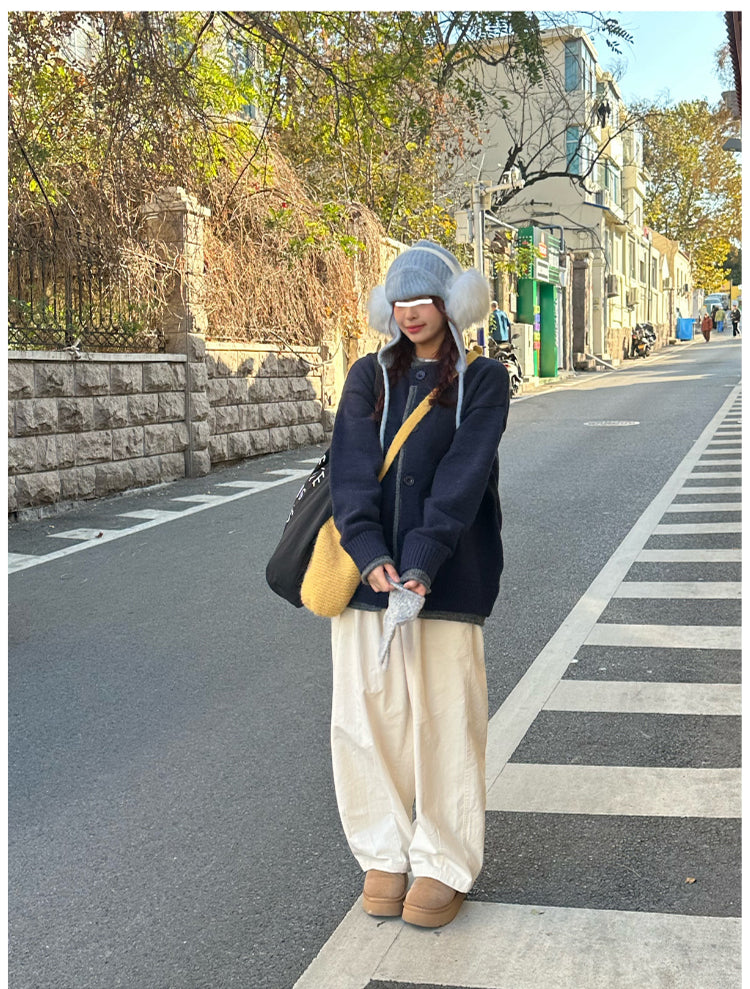 カジュアル厚手ニットカーディガン N284