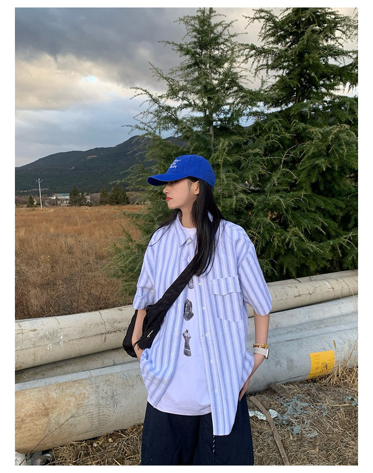 ストライプ半袖シャツ N405