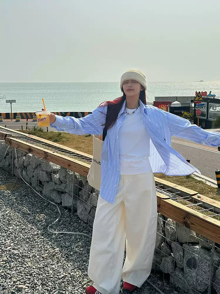 ストライプ長袖シャツ N376