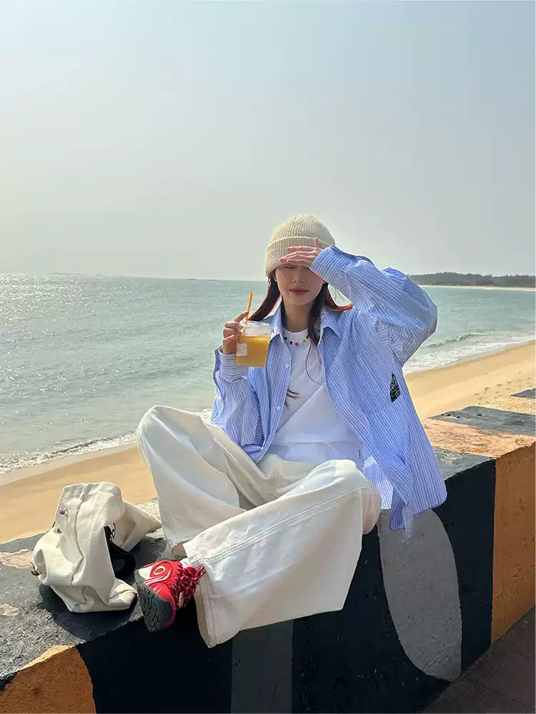 ストライプ長袖シャツ N376