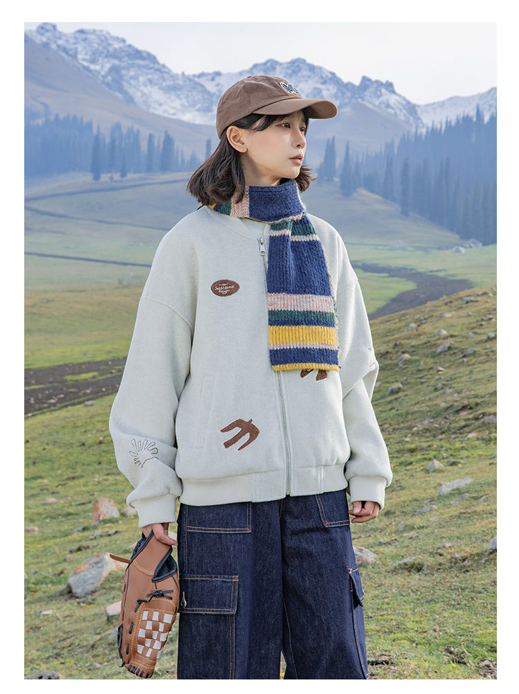 刺繍ウールブルゾンジャケット N269