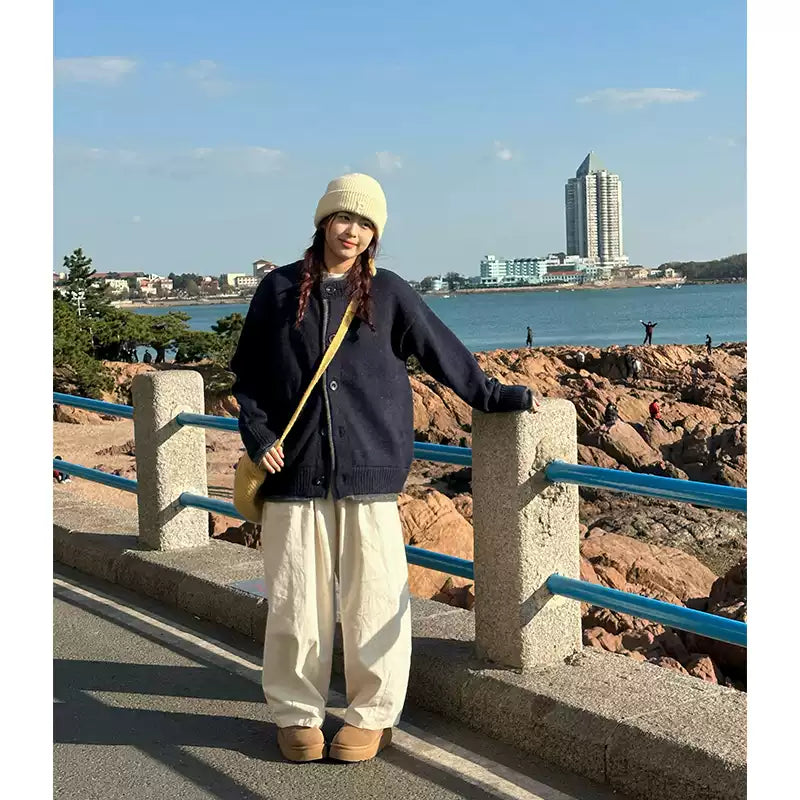 カジュアル厚手ニットカーディガン N284