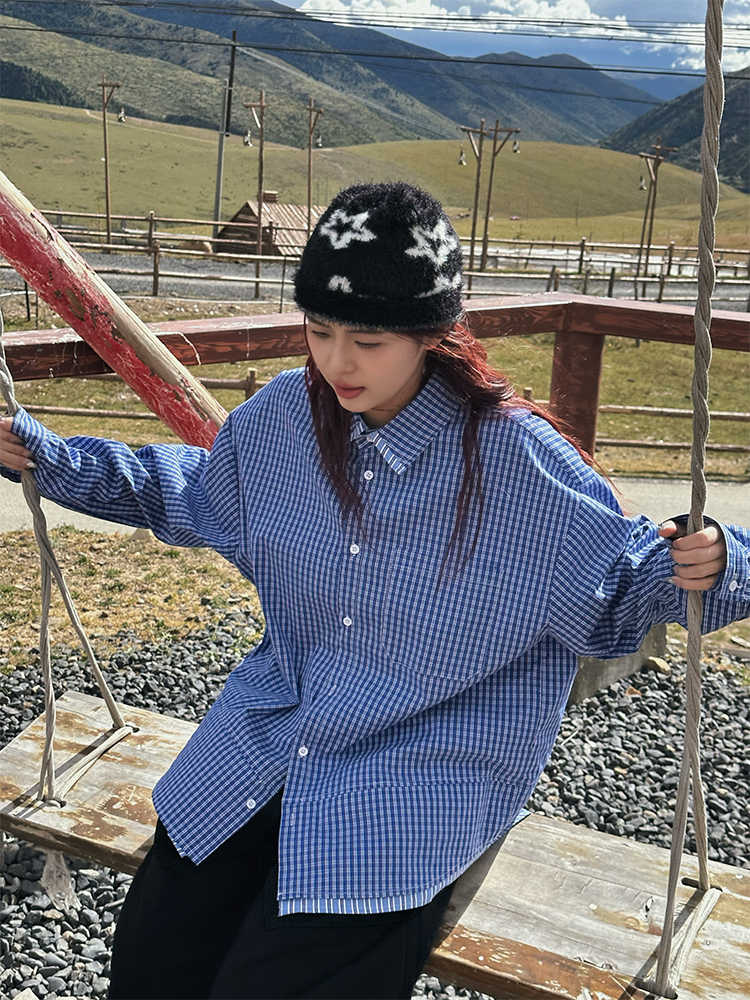 フェイクツーピースチェック柄シャツ N150