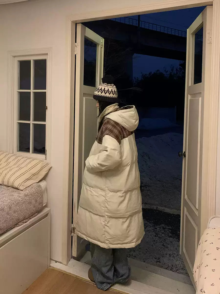 チェック柄ロングダウンコート N280