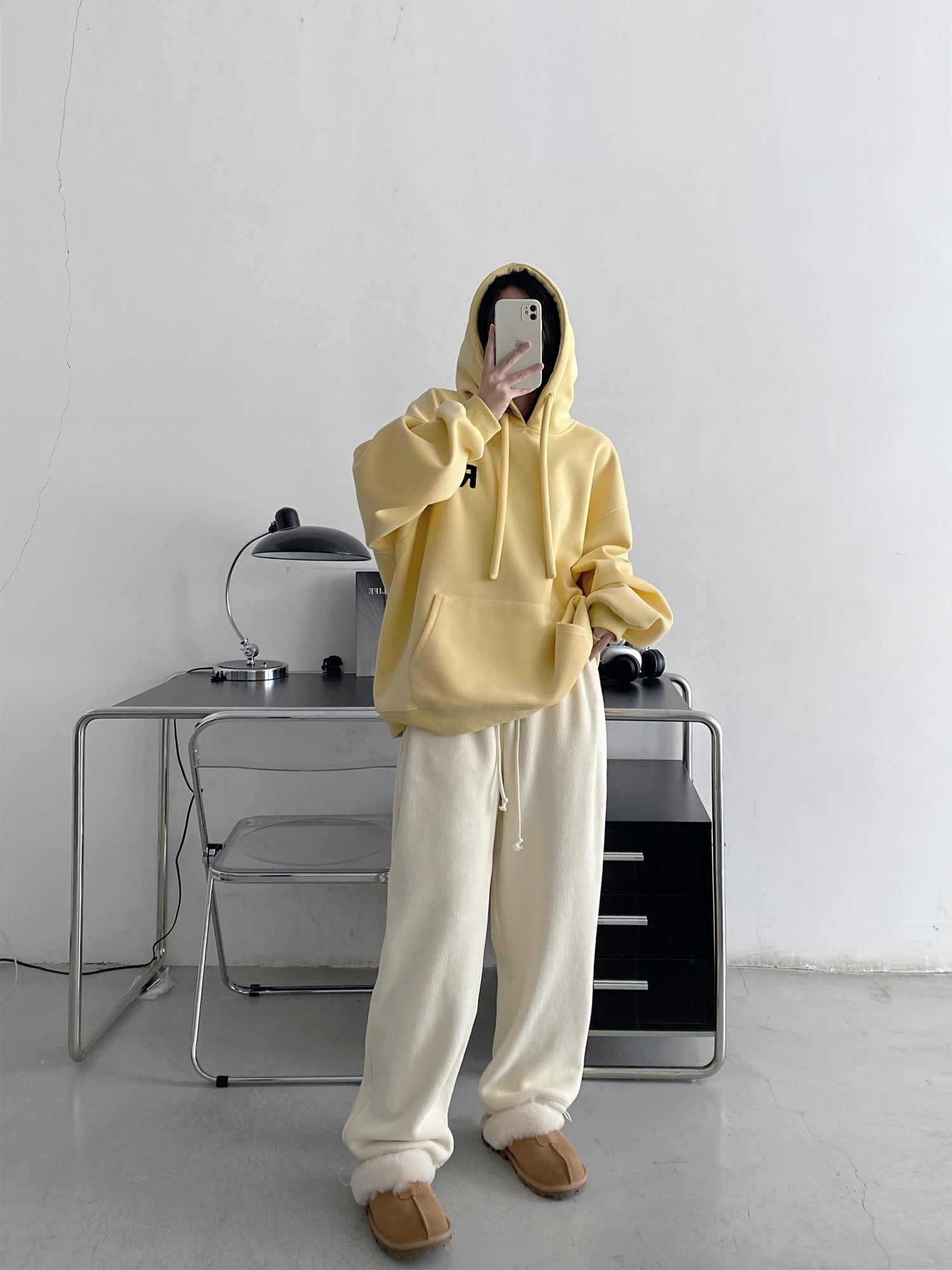 イエローオーバーサイズパーカー N818