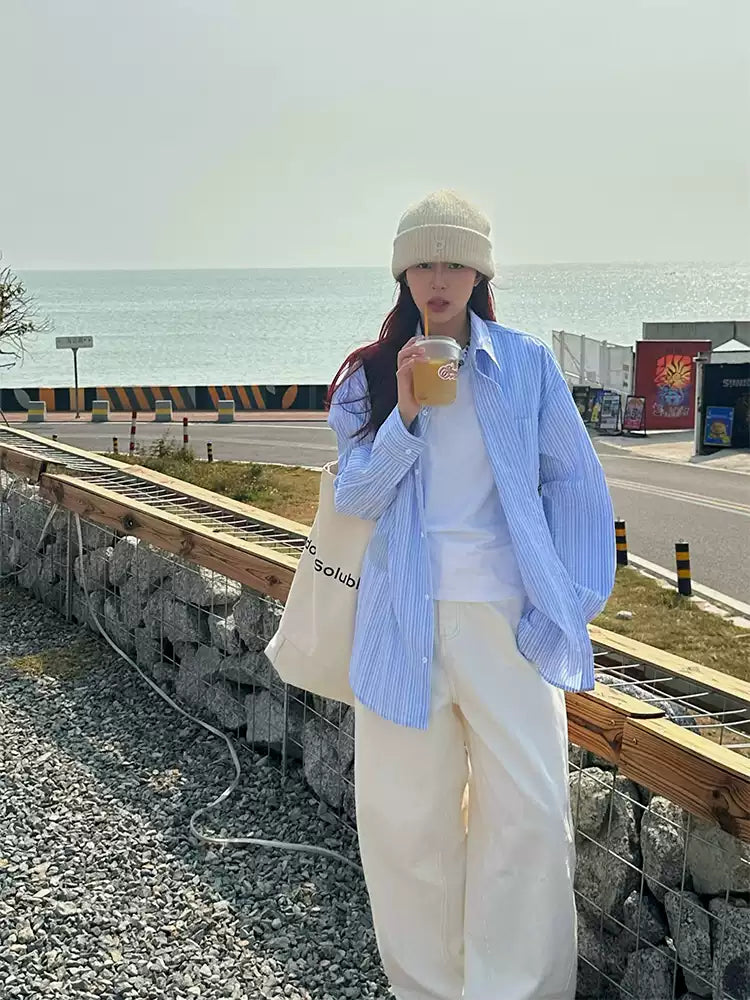 ストライプ長袖シャツ N376