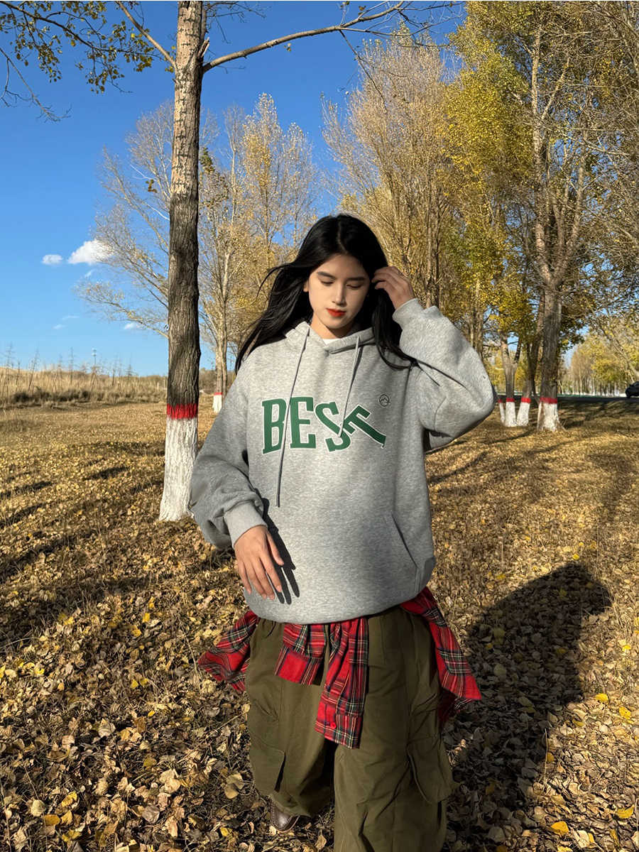 厚手レタープリントパーカー N177