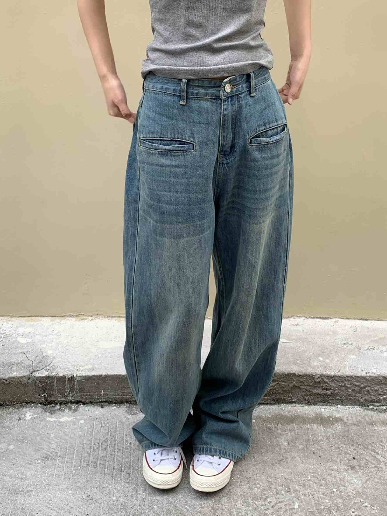 ウォッシュドポケットデザインジーンズ N74