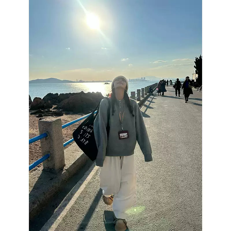 ヘンリーカジュアル無地セーター N288