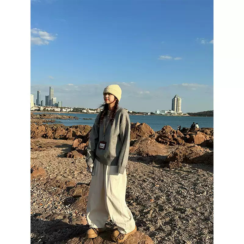 ヘンリーカジュアル無地セーター N288