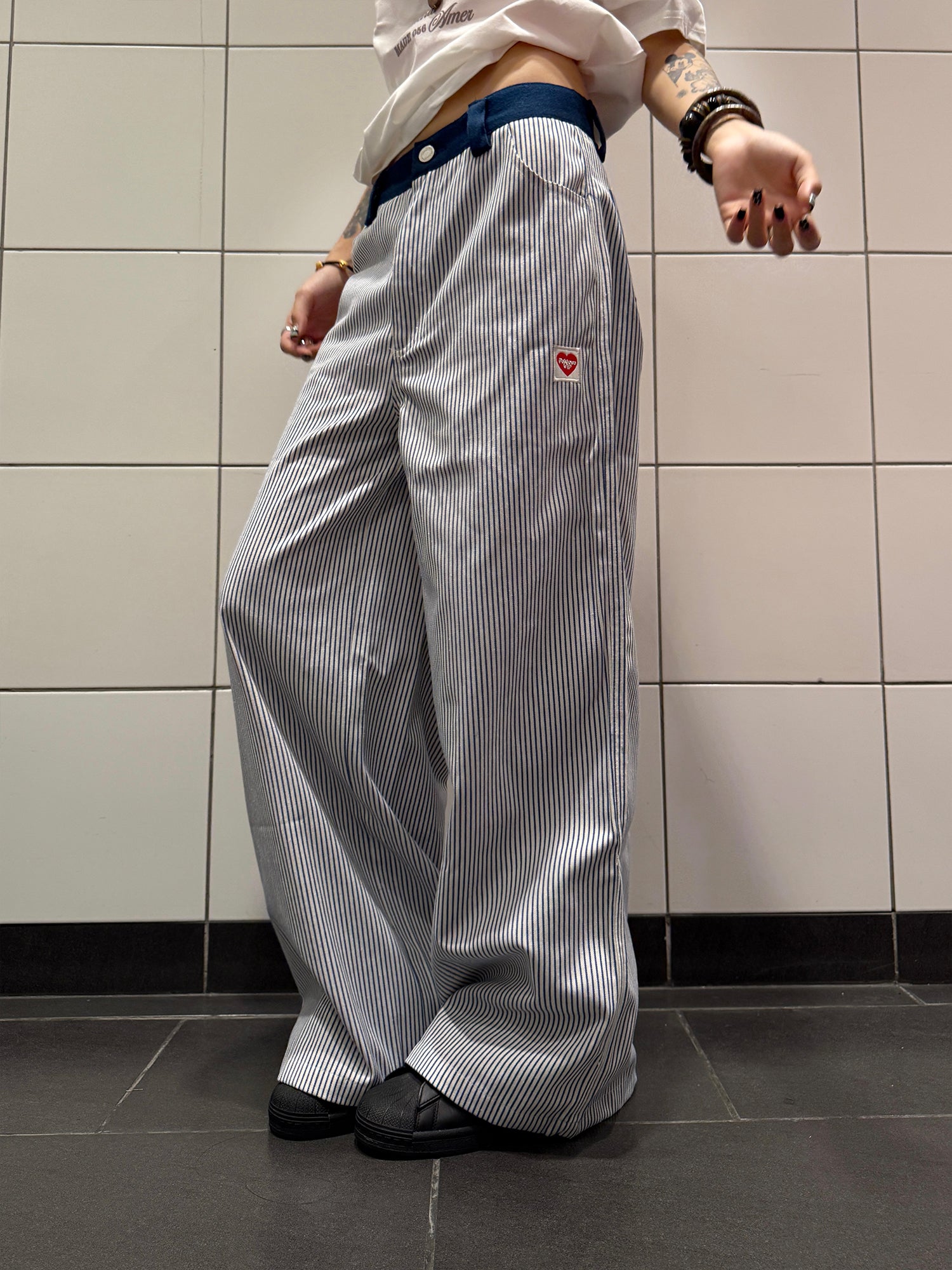 ストレートストライプデニムパンツ N534