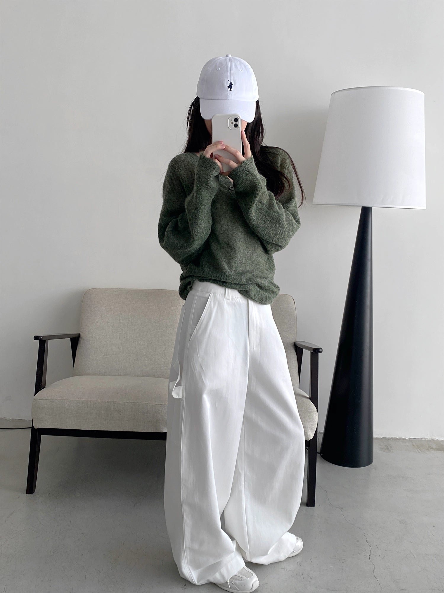 ヘンリーネック薄手ルーズニットトップス N806