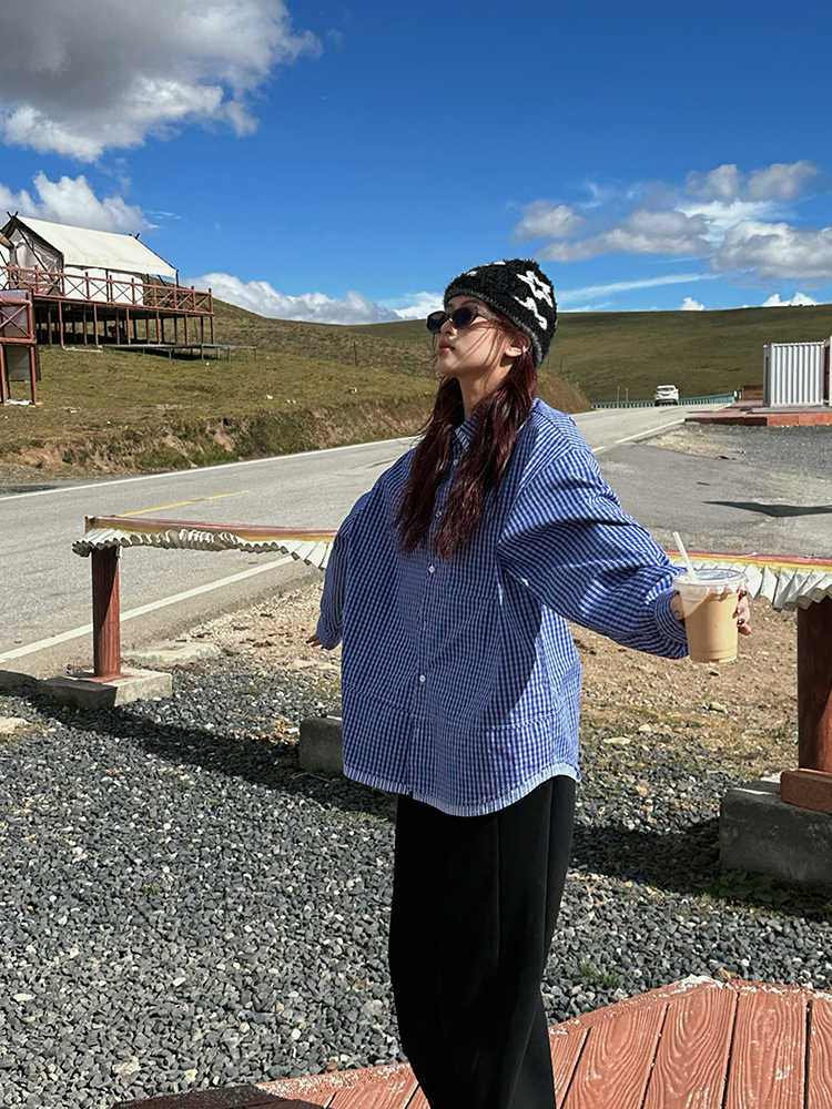 フェイクツーピースチェック柄シャツ N150