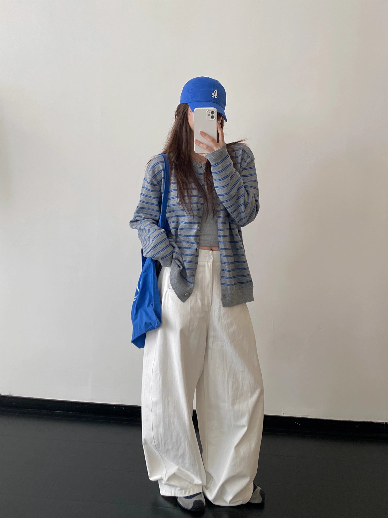 ボーダー柄ライトニットカーディガン N815