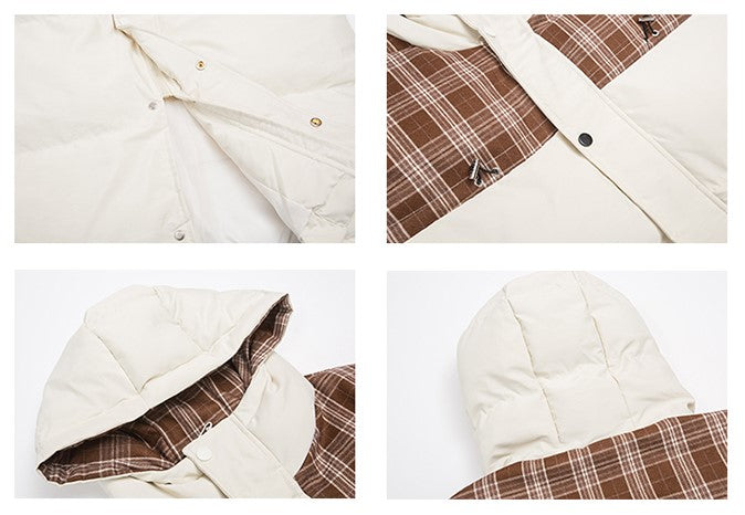 チェック柄ロングダウンコート N280