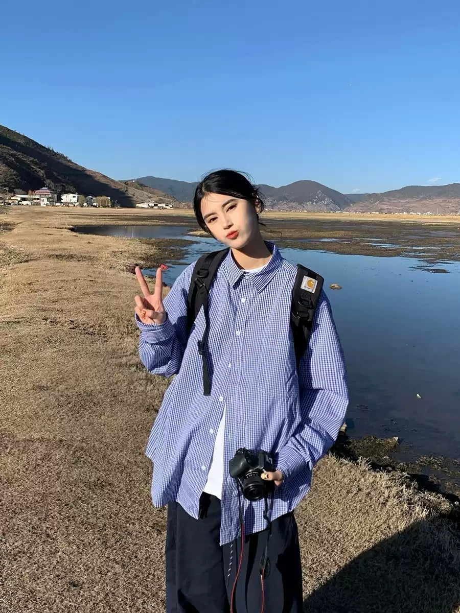 レトロチェック柄シャツ N353