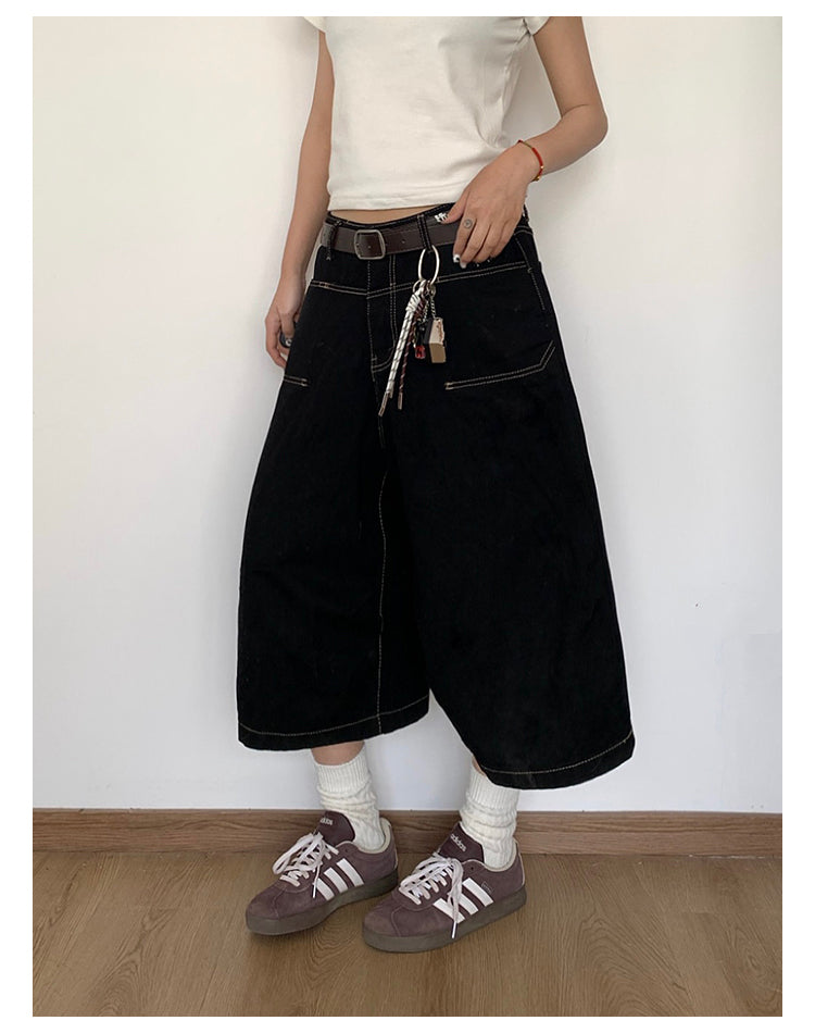 7分丈ワイドデニムパンツ N415