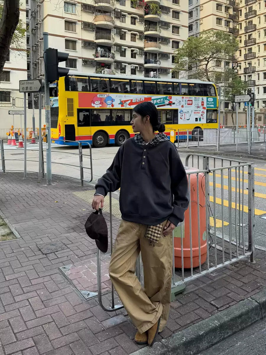 チェック柄フーディー N345