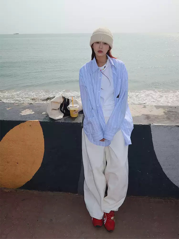 ストライプ長袖シャツ N376