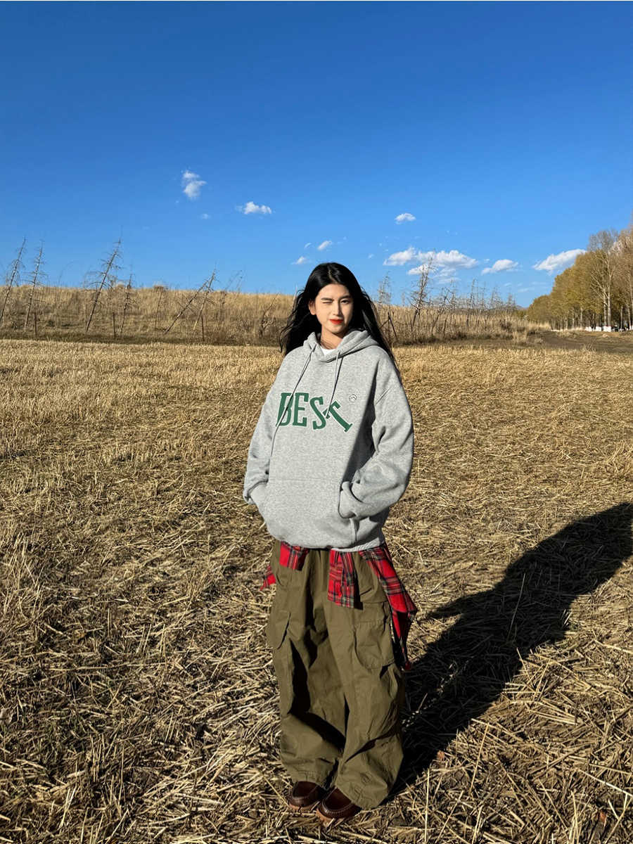 厚手レタープリントパーカー N177