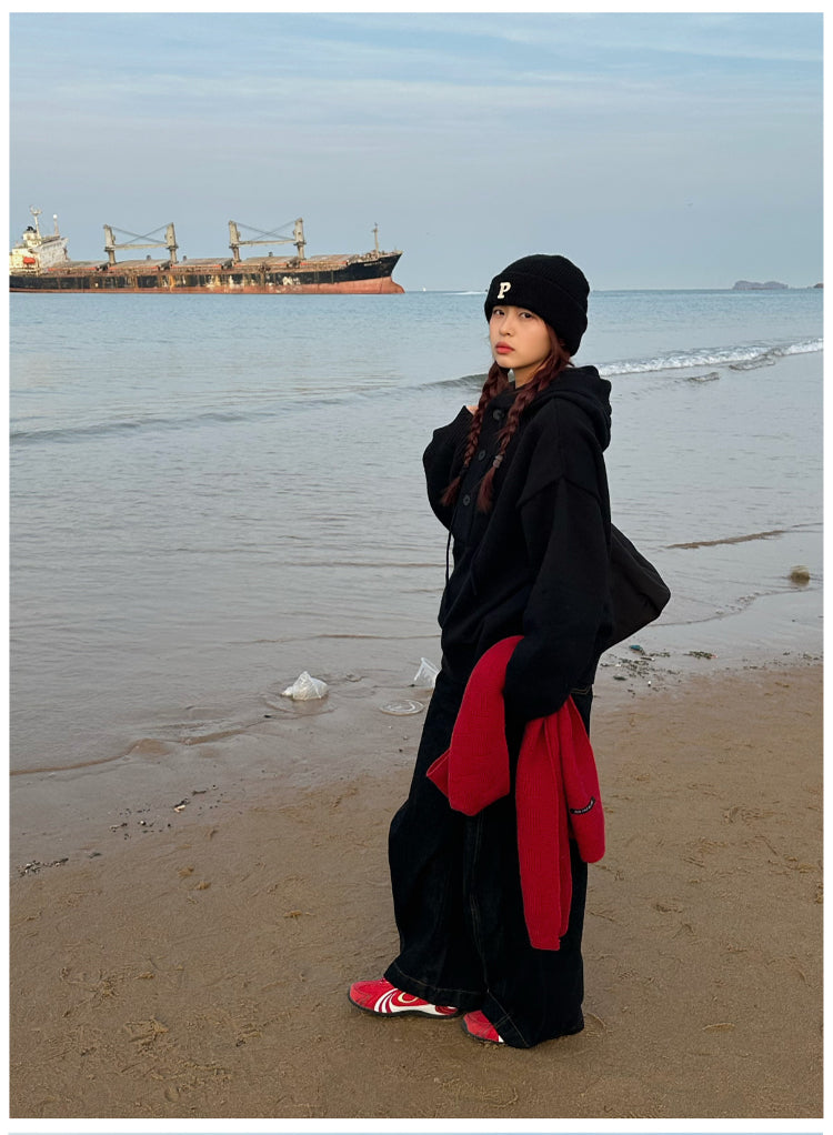 厚手フード付きニットジャケット N287