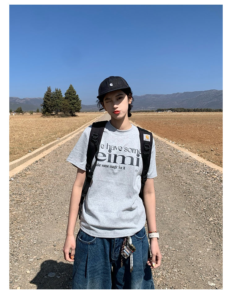 レタープリント半袖Tシャツ N394