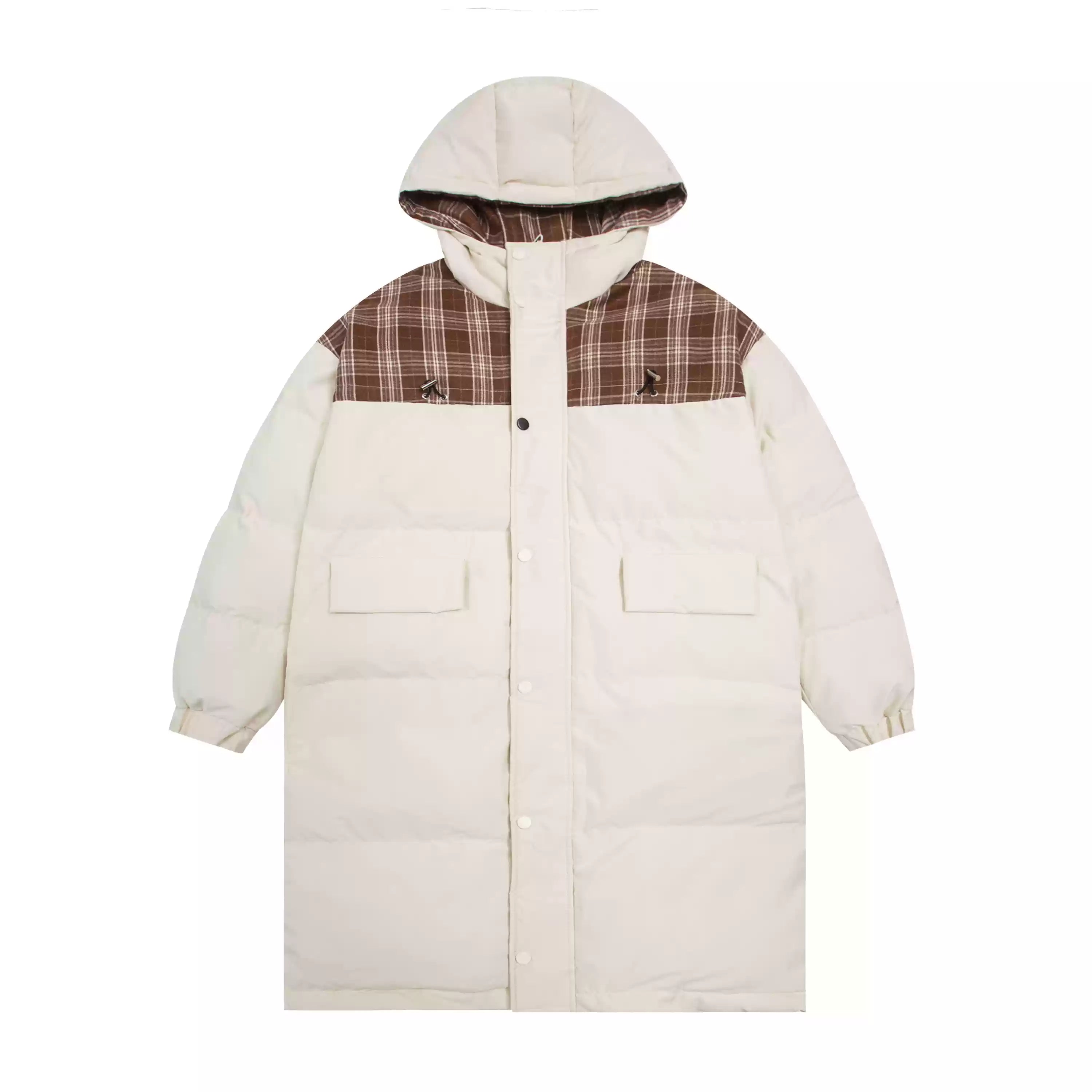 チェック柄ロングダウンコート N280