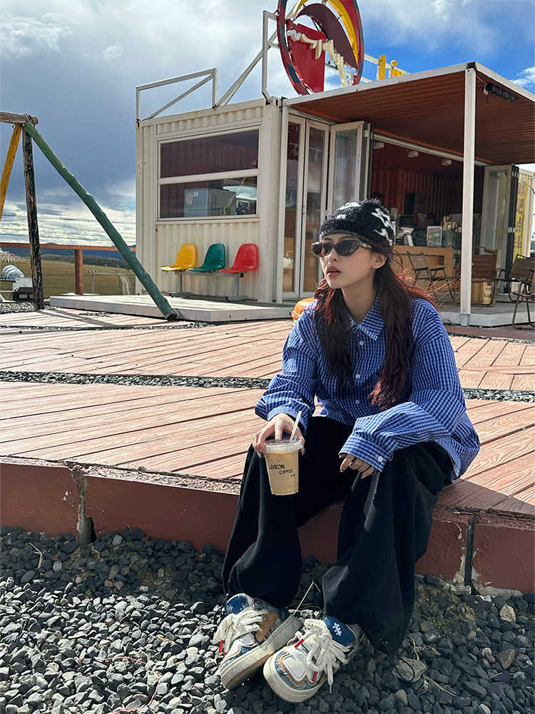 フェイクツーピースチェック柄シャツ N150