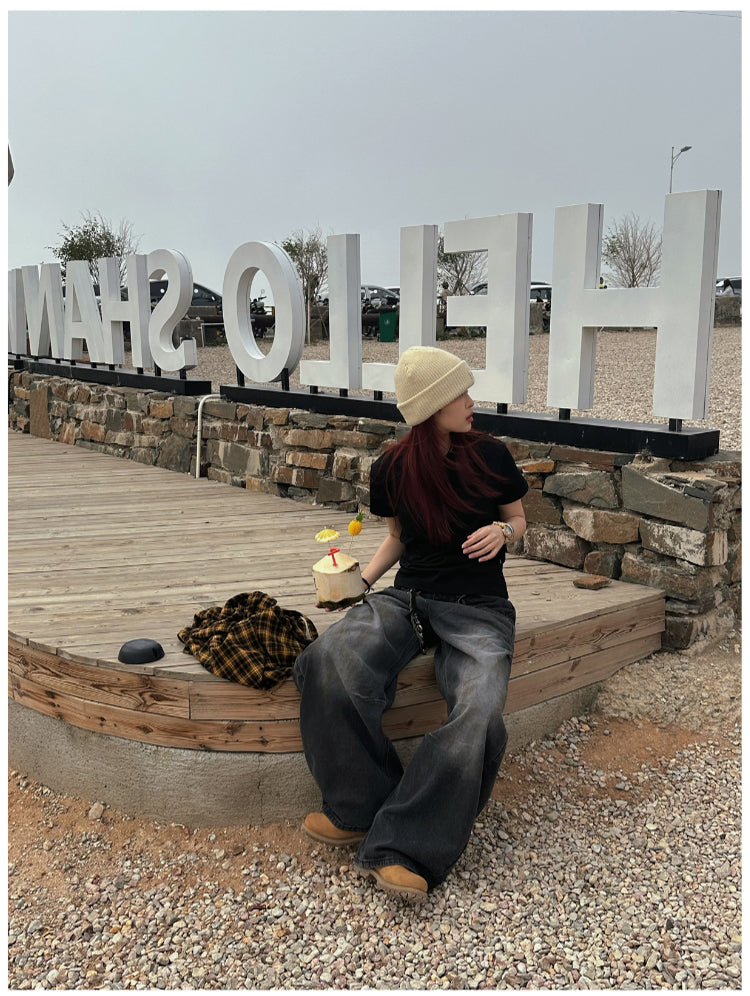 ラウドネック半袖Tシャツ N378