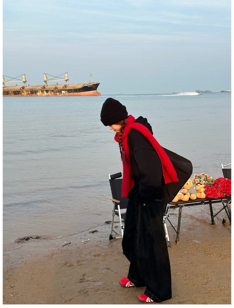 厚手フード付きニットジャケット N287