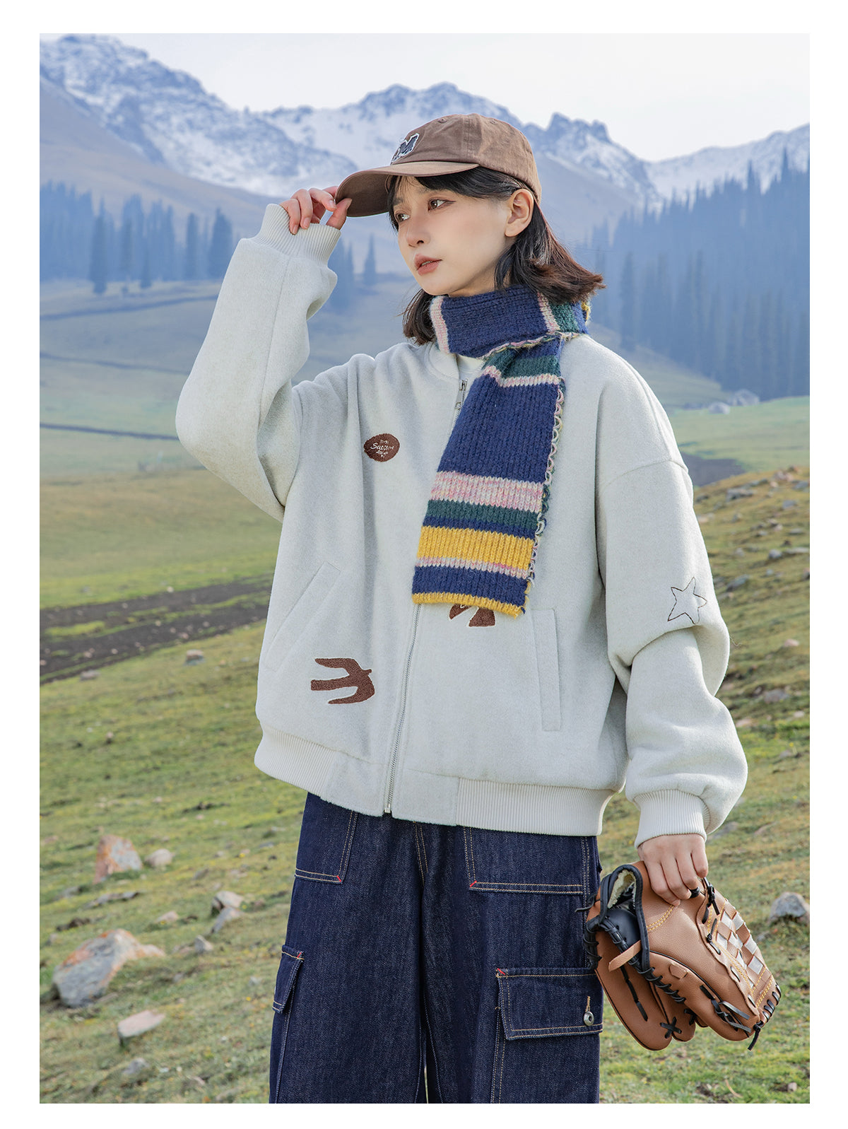 刺繍ウールブルゾンジャケット N269