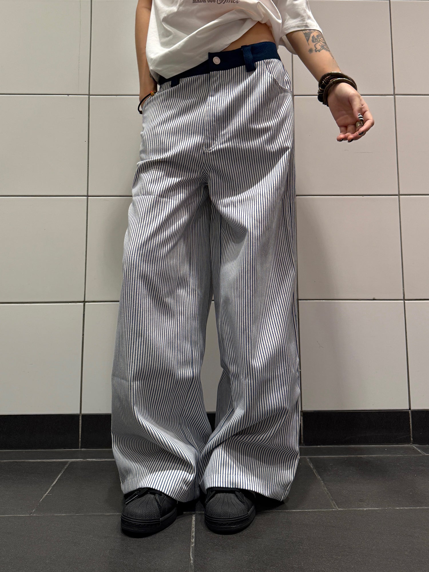 ストレートストライプデニムパンツ N534