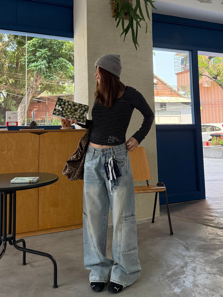 ウォッシュ加工デニムパンツ N518